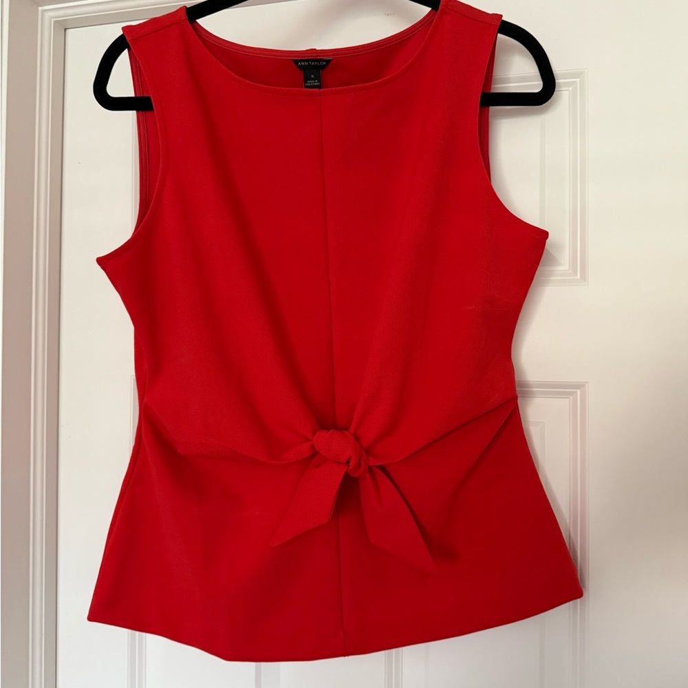 Ann Taylor Red Tie Front Sleeveless Tank